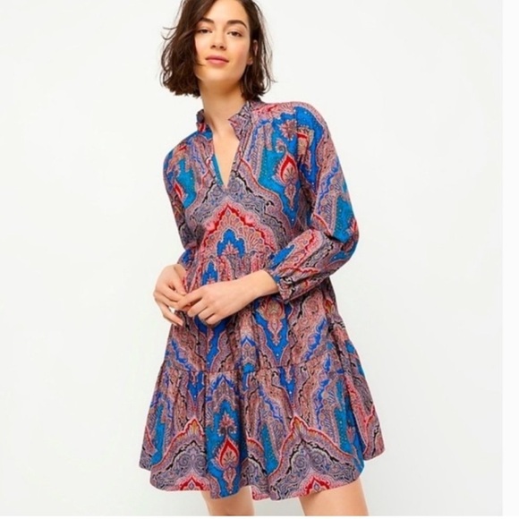 J. Crew Dresses & Skirts - J. Crew A-line Poplin Dress in Ratti® Mediterranean Paisley Print Size Medium